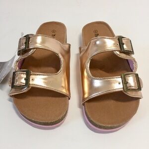 NEW BEARPAW Big Girls Faux Leather slip on Slide Sandals